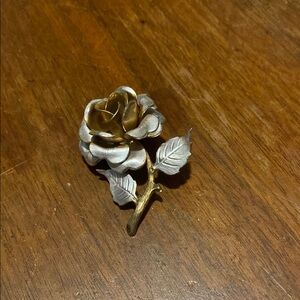 Gold and Silver Rose Brooch